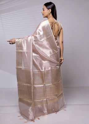 Pink Tissue Silk Saree With Blouse Piece