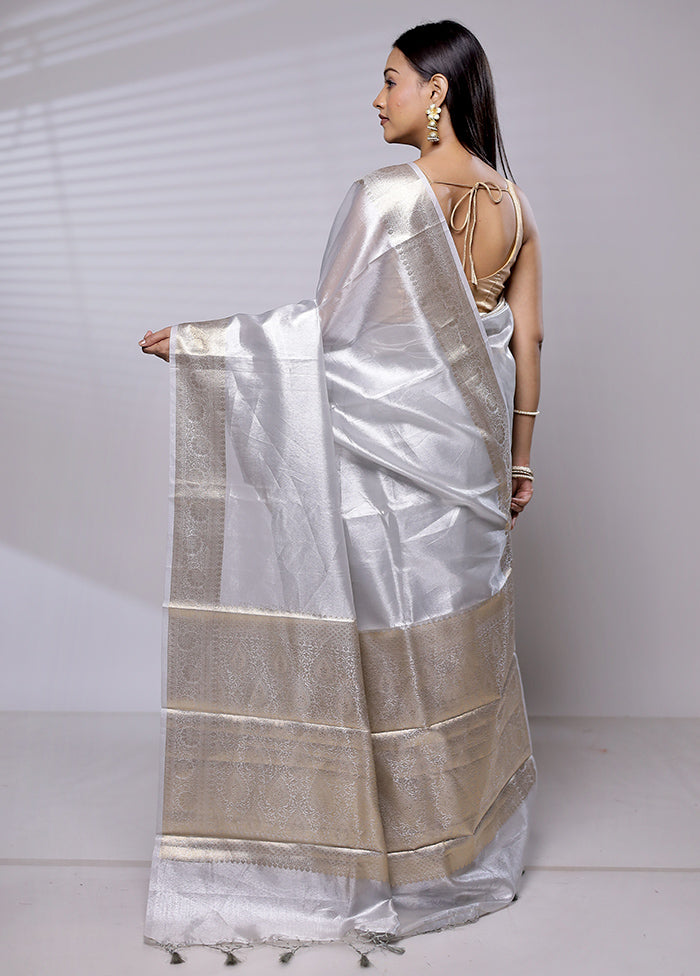 Silver Tissue Silk Saree With Blouse Piece - Indian Silk House Agencies