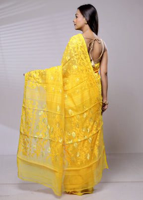 Yellow Tant Jamdani Saree Without Blouse Piece - Indian Silk House Agencies