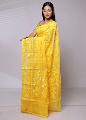 Yellow Tant Jamdani Saree Without Blouse Piece