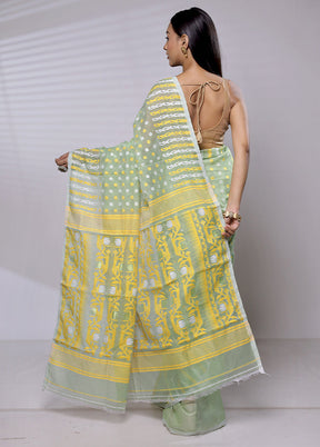 Green Tant Jamdani Saree Without Blouse Piece