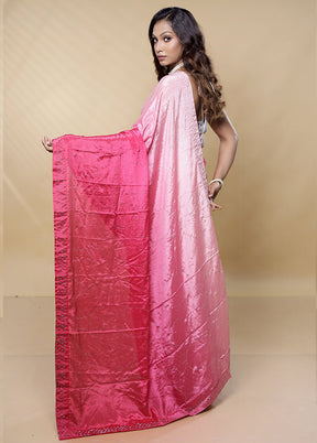 Pink Chiffon Silk Saree With Blouse Piece