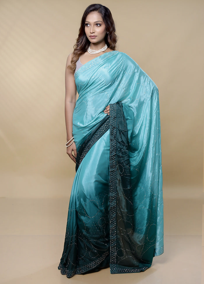 Green Chiffon Silk Saree With Blouse Piece