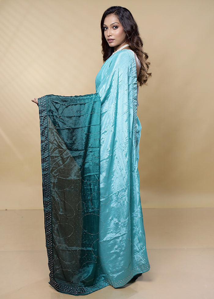 Green Chiffon Silk Saree With Blouse Piece