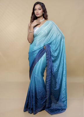 Green Chiffon Silk Saree With Blouse Piece