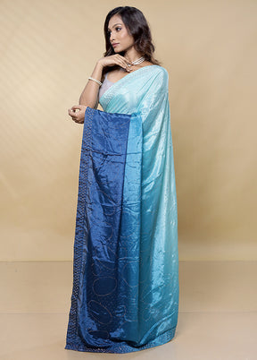 Green Chiffon Silk Saree With Blouse Piece