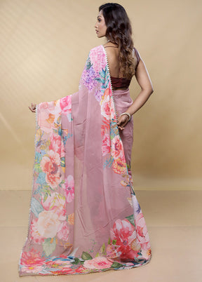 Pink Chiffon Silk Saree With Blouse Piece - Indian Silk House Agencies