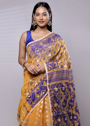 Rust Tant Jamdani Saree Without Blouse Piece