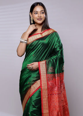 Green Handloom Bomkai Pure Silk Saree With Blouse Piece - Indian Silk House Agencies