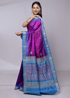 Purple Handloom Bomkai Pure Silk Saree With Blouse Piece - Indian Silk House Agencies