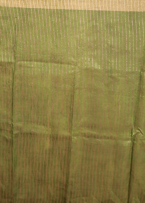 Cream Handloom Tussar Pure Silk Saree With Blouse Piece