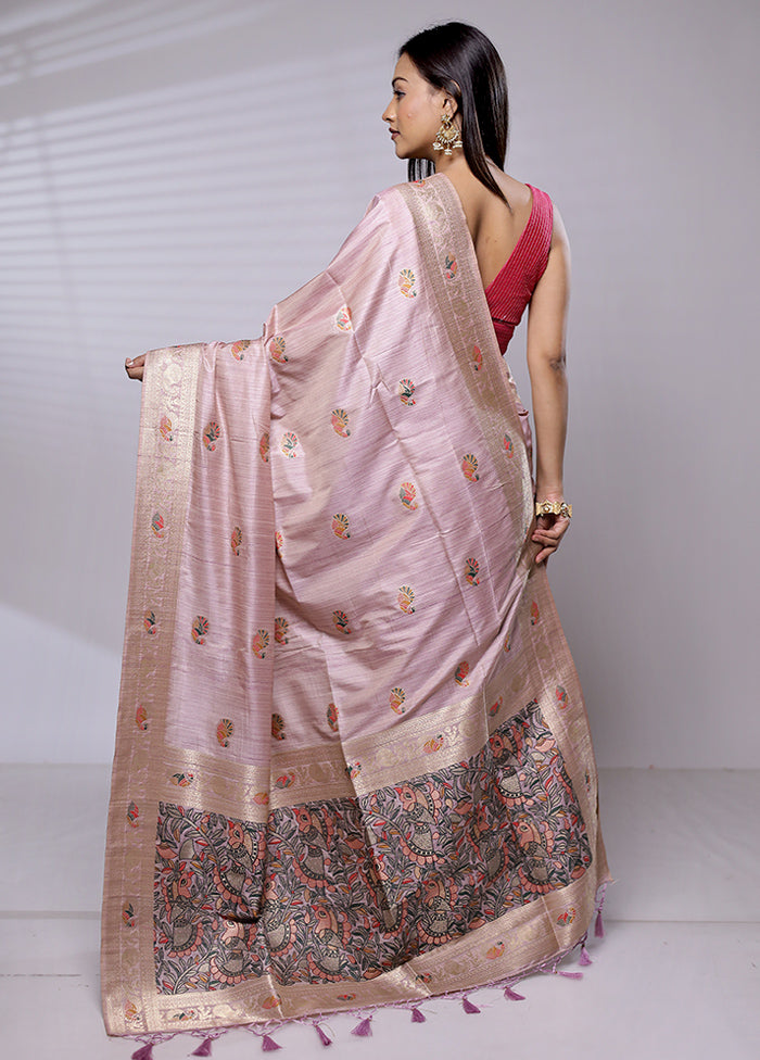 Pink Dupion Silk Saree With Blouse Piece