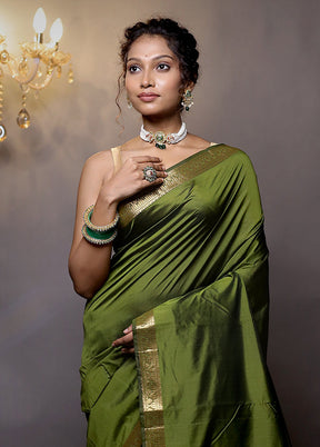 Green Kanjivaram Silk Saree With Blouse Piece