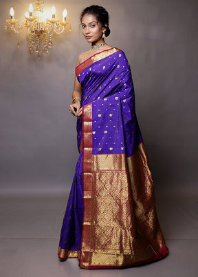 Purple Kanjivaram Silk Saree With Blouse Piece