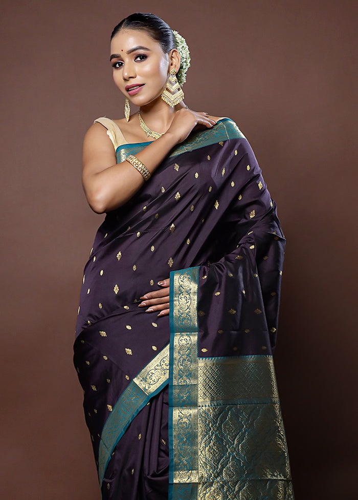 Blue Kanjivaram Silk Saree With Blouse Piece