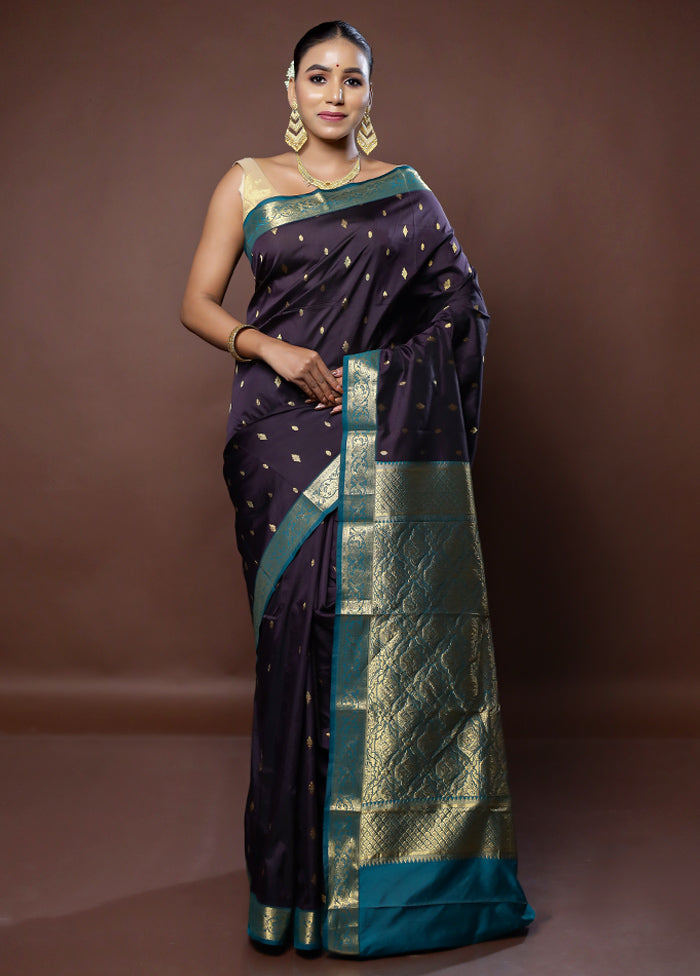 Blue Kanjivaram Silk Saree With Blouse Piece