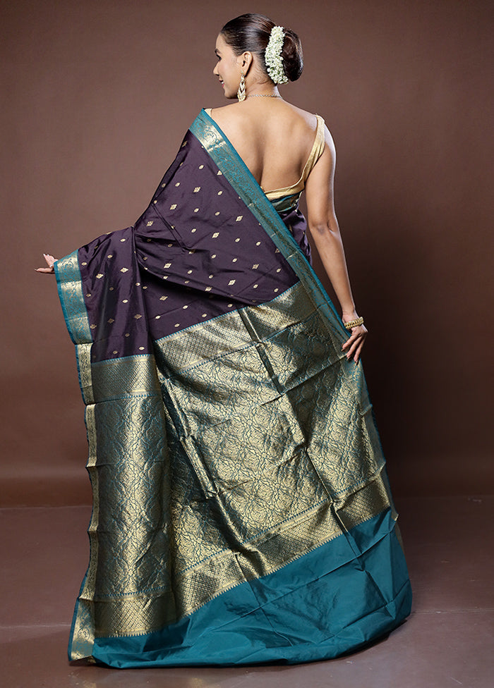 Blue Kanjivaram Silk Saree With Blouse Piece