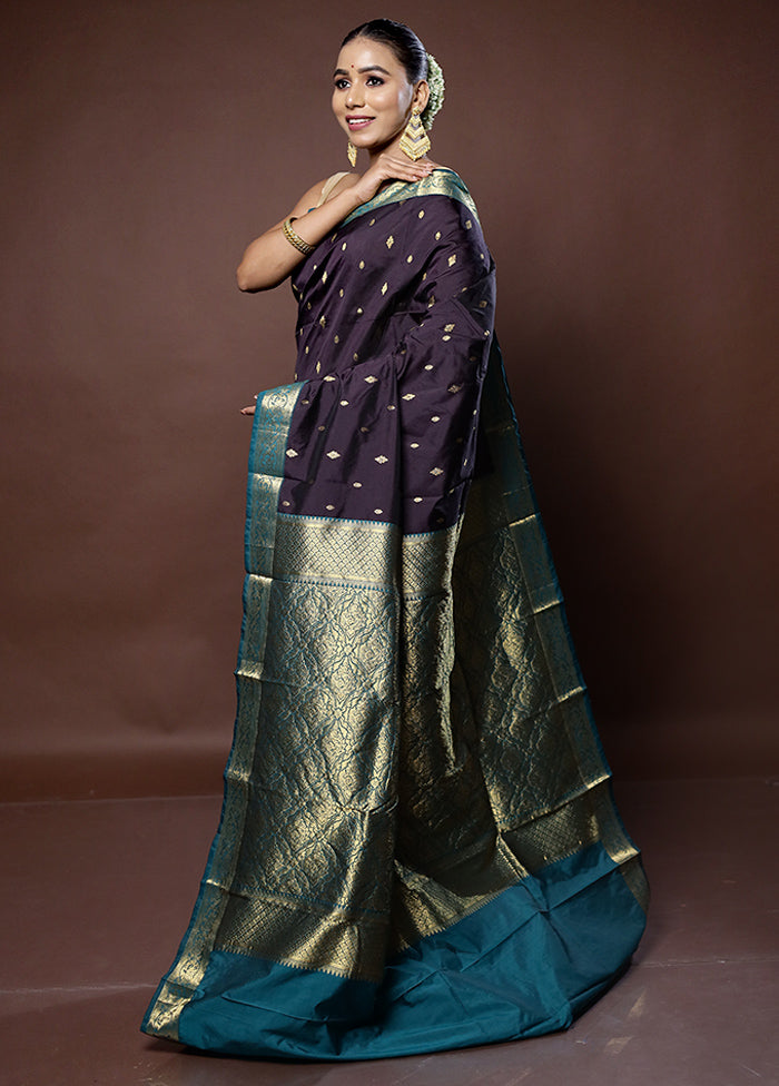 Blue Kanjivaram Silk Saree With Blouse Piece