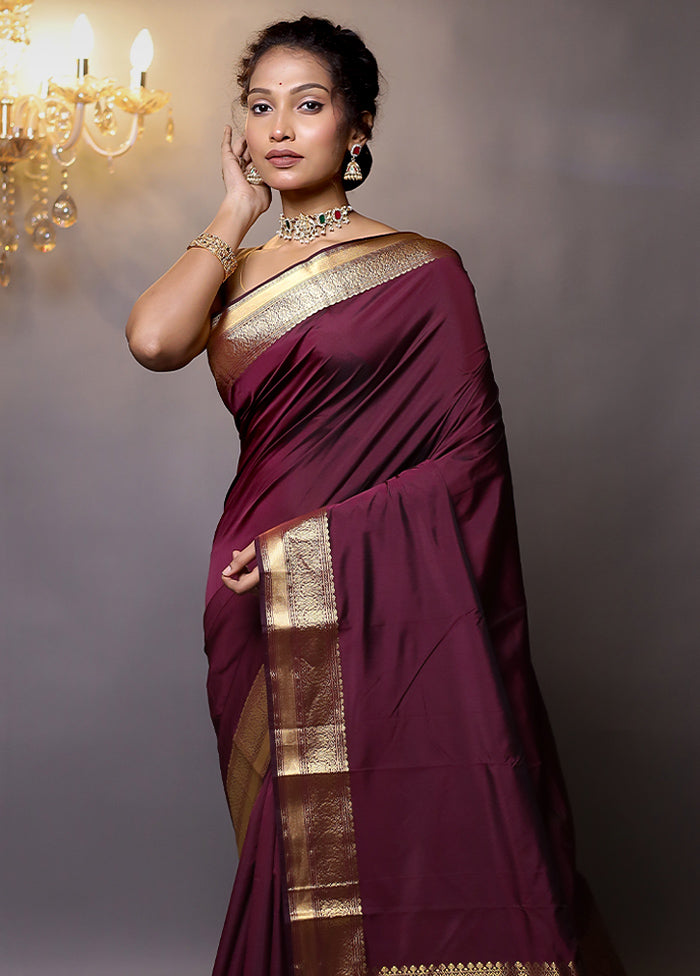 Maroon Kanjivaram Silk Saree With Blouse Piece