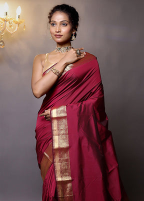 Purple Kanjivaram Silk Saree With Blouse Piece