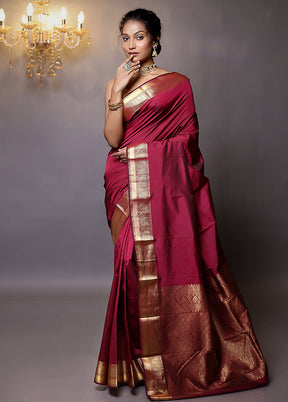 Purple Kanjivaram Silk Saree With Blouse Piece