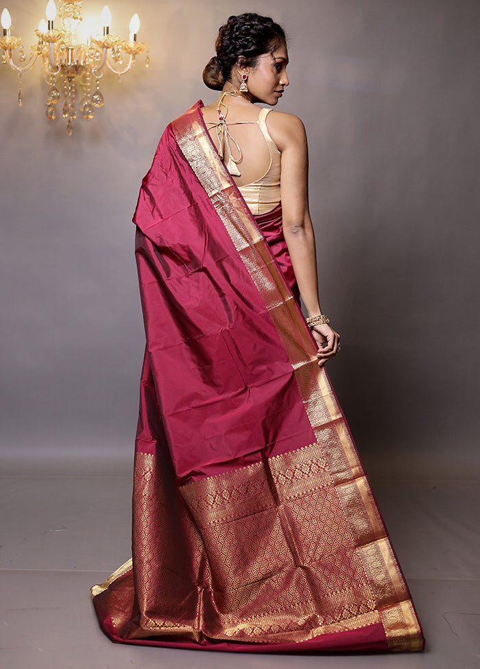 Purple Kanjivaram Silk Saree With Blouse Piece