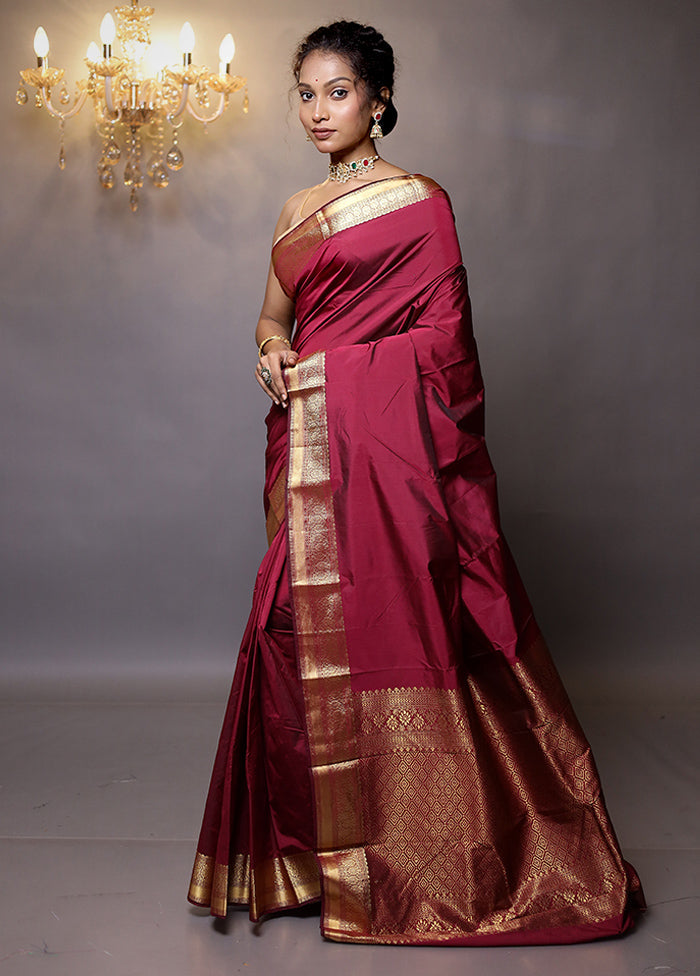 Purple Kanjivaram Silk Saree With Blouse Piece