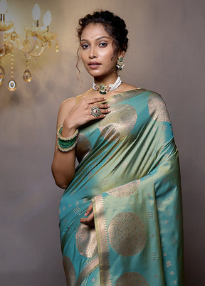 Green Kanjivaram Silk Saree With Blouse Piece