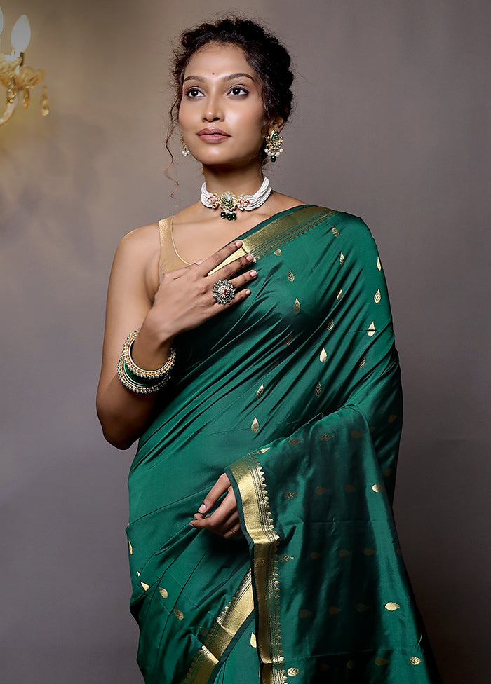 Green Kanjivaram Silk Saree With Blouse Piece