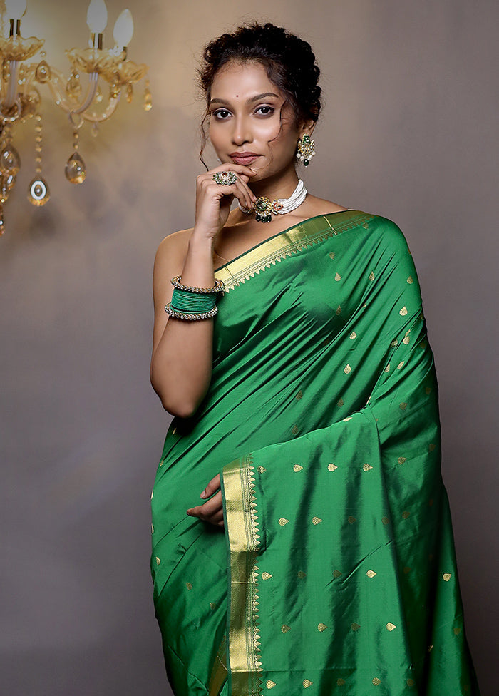 Green Kanjivaram Silk Saree With Blouse Piece