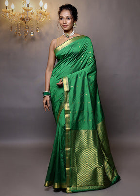 Green Kanjivaram Silk Saree With Blouse Piece