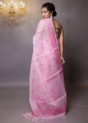 Pink Organza Saree With Blouse Piece