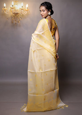 Yellow Organza Saree With Blouse Piece