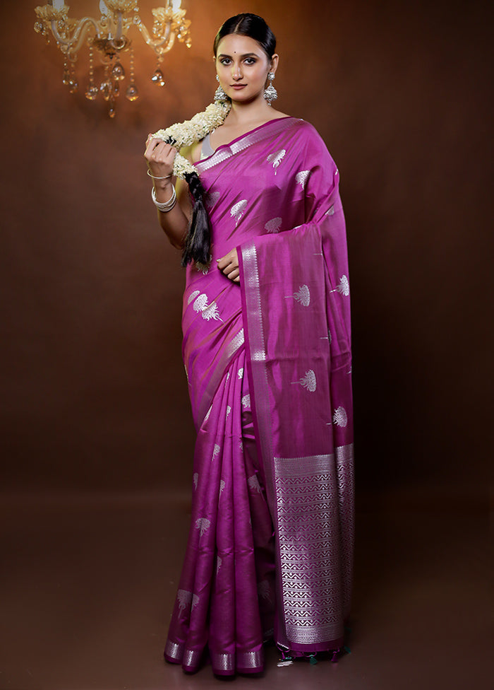 Purple Dupion Silk Saree With Blouse Piece