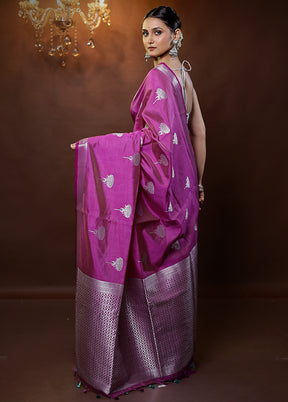 Purple Dupion Silk Saree With Blouse Piece