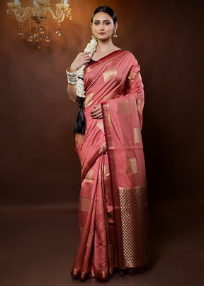 Pink Dupion Silk Saree With Blouse Piece