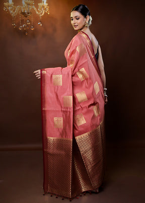 Pink Dupion Silk Saree With Blouse Piece