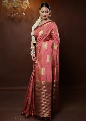 Pink Dupion Silk Saree With Blouse Piece