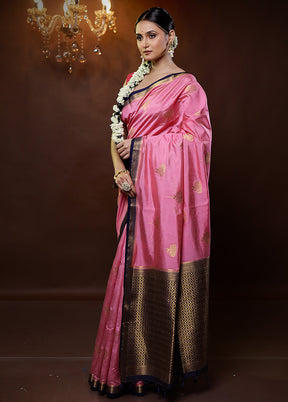 Pink Dupion Silk Saree With Blouse Piece