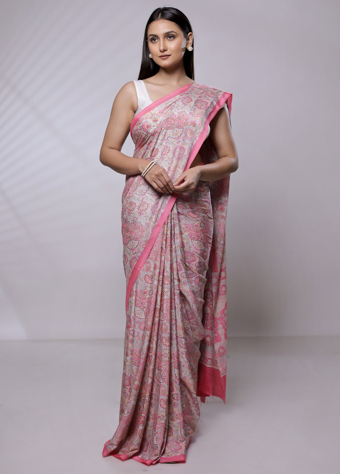 Pink Mysore Silk Saree Without Blouse Piece