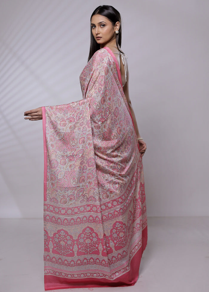 Pink Mysore Silk Saree Without Blouse Piece