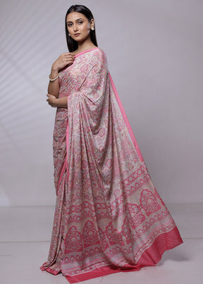 Pink Mysore Silk Saree Without Blouse Piece