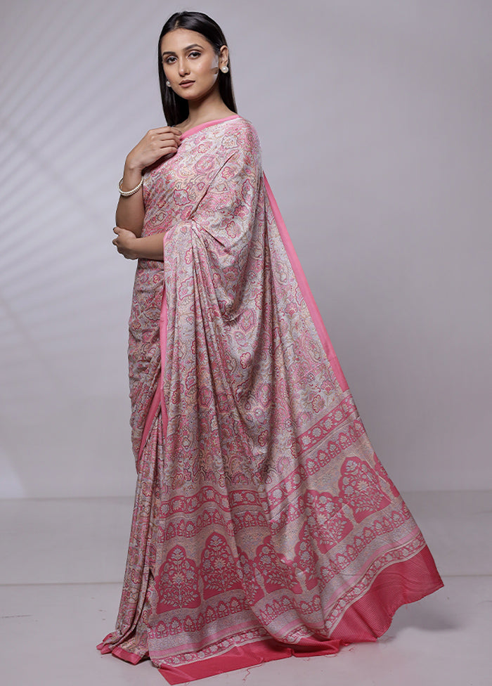 Pink Mysore Silk Saree Without Blouse Piece