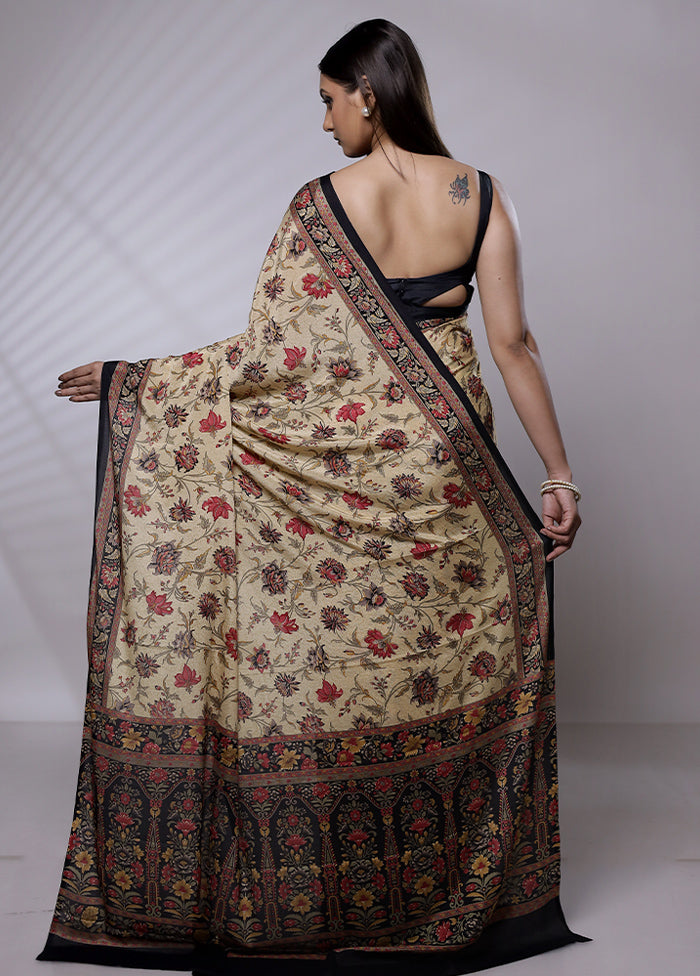 Cream Mysore Silk Saree Without Blouse Piece