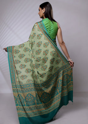 Green Mysore Silk Saree Without Blouse Piece