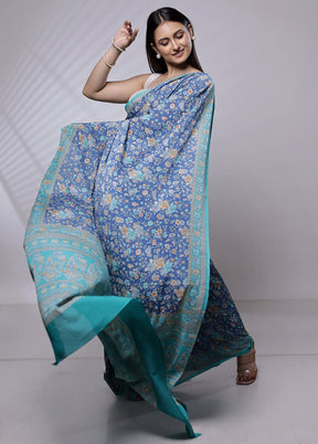 Blue Mysore Silk Saree Without Blouse Piece