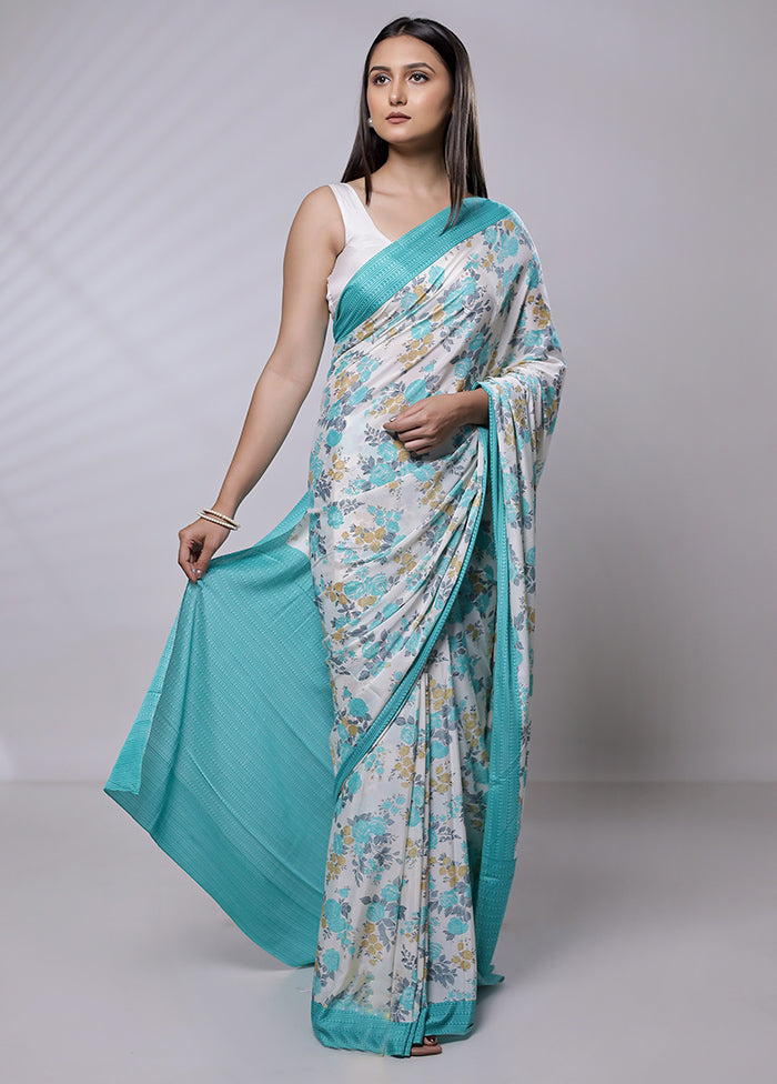 Cream Mysore Silk Saree Without Blouse Piece