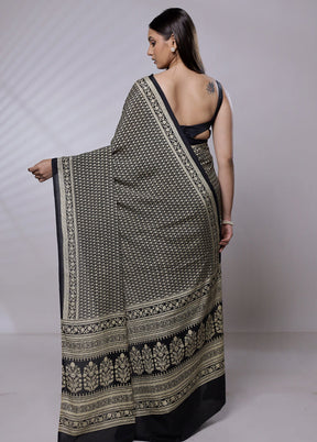 Black Mysore Silk Saree Without Blouse Piece