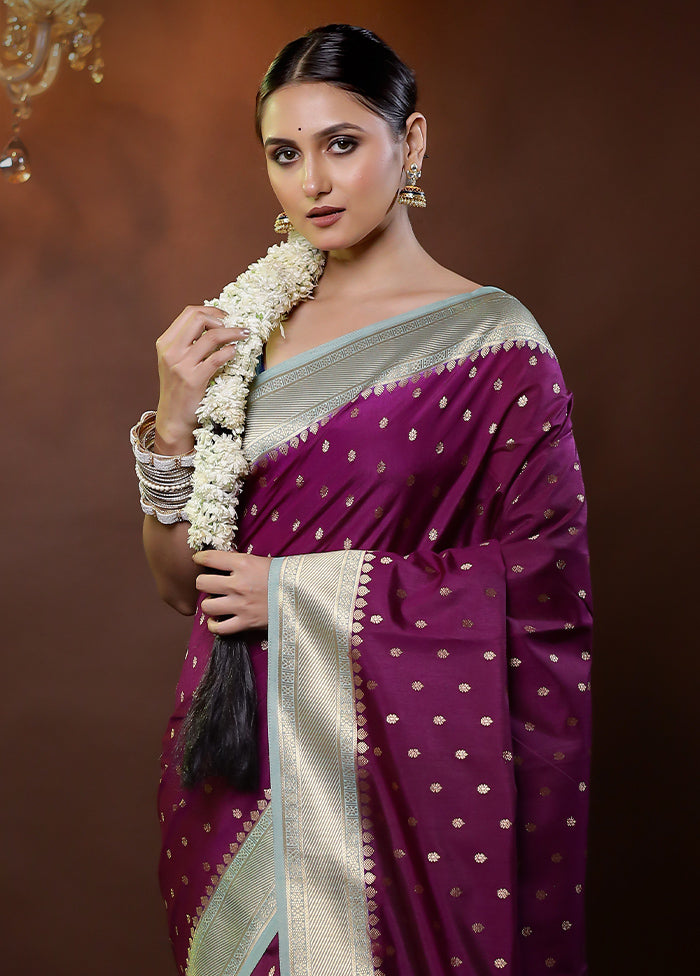 Purple Dupion Silk Saree With Blouse Piece