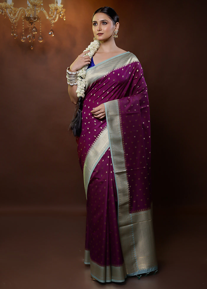 Purple Dupion Silk Saree With Blouse Piece